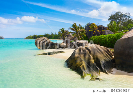 Anse Source D'Argent - the most beautiful beach of Seychelles. La Digue Island, Seychelles Anse Source D'Argent - the most beautiful beach of Seychelles. La Digue Island, Seychelles 84856937