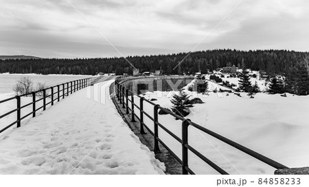 Dam on Cerna Nisa in winter time 84858233