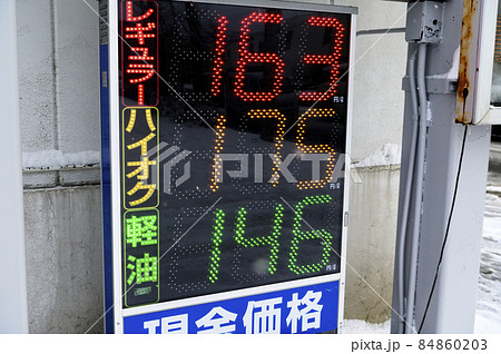 ガソリンスタンドの価格表示 84860203