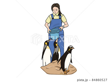動物園の飼育員 ペンギン のイラスト素材