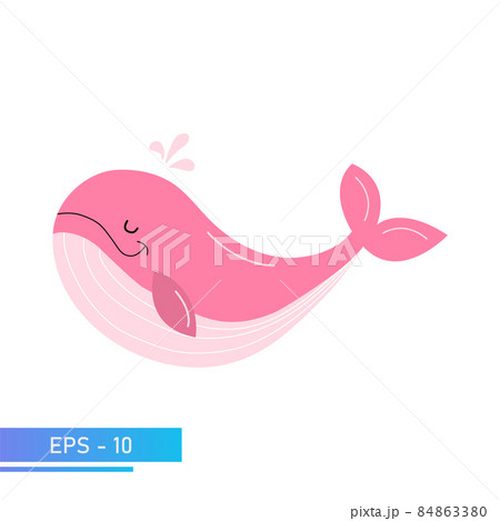 A Kind Pink Whale In Delicate Pink Colors のイラスト素材