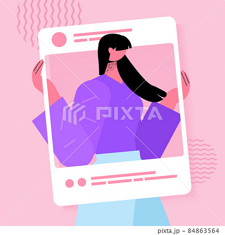 beautiful photo of woman blogger social network girl making post for followers social media addiction concept 84863564