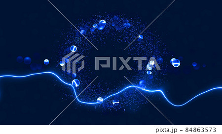 CGパーティクル 中央にコピースペースのある光の玉と線の背景 CGパーティクル 中央にコピースペースのある光の玉と線の背景 84863573