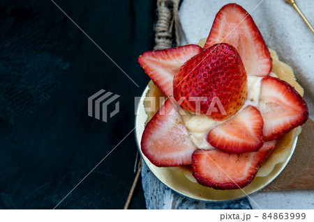 Strawberry tart on beautiful background. Strawberry tart on beautiful background. 84863999