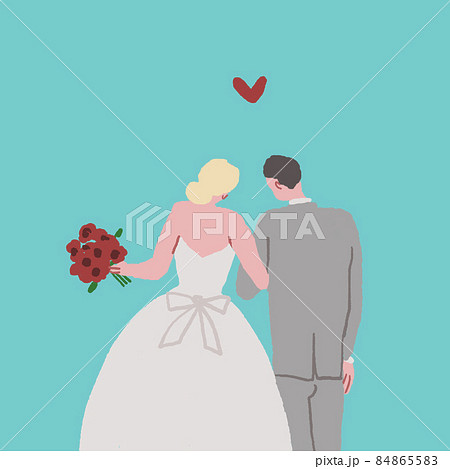 bride and groom in heart clipart