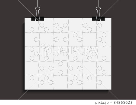 Poster template made grey pieces puzzle, jigsaw Poster template made grey pieces puzzle, jigsaw 84865623