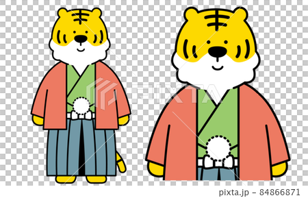 Illustration material of a tiger wearing a kimono standing normally. Illustration material of a tiger wearing a kimono standing normally. 84866871
