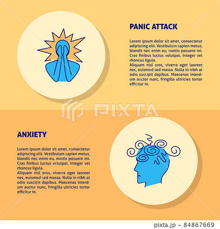 Flyers with panic attack and anxiety disorder symbols Flyers with panic attack and anxiety disorder symbols 84867669