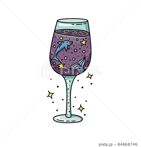 A winaglass in a doodle-style. Cartoon drawing of a glass of wine. A winaglass in a doodle-style. Cartoon drawing of a glass of wine. 84868746
