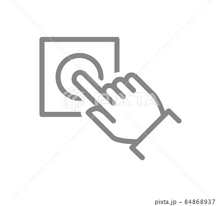 Door bell line icon. Hand presses the doorbell symbol 84868937