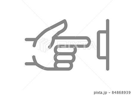 Finger presses the button line icon. Ring the doorbell symbol 84868939