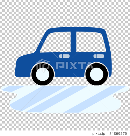 車と路面凍結のイラストのイラスト素材