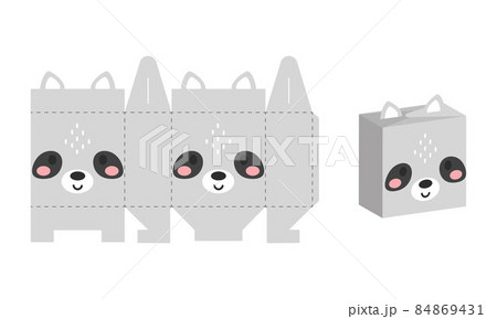 Simple packaging favor box raccoon design for sweets, candies, presents, bakery. DIY package template for any purposes, birthdays, baby showers, halloween, christmas. Print, cutout, fold, glue. Simple packaging favor box raccoon design for sweets, candies, presents, bakery. DIY package template for any purposes, birthdays, baby showers, halloween, christmas. Print, cutout, fold, glue. 84869431
