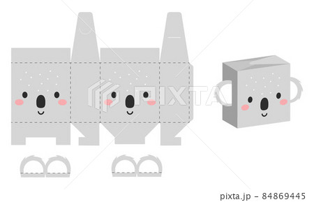 Simple packaging favor box koala design for sweets, candies, presents, bakery. DIY package template for any purposes, birthdays, baby showers, halloween, christmas. Print, cutout, fold, glue. 84869445