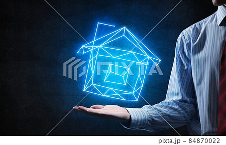 House icon in palm 84870022
