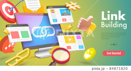 3D Vector Conceptual Illustration of Link Building, SEO, Backlink Strategy. 3D Vector Conceptual Illustration of Link Building, SEO, Backlink Strategy. 84871820