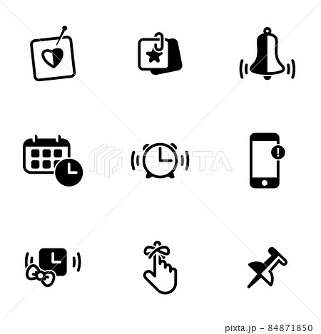 Set of simple icons on a theme Reminder, notice, attention, vector, set. White background 84871850