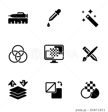 Set of simple icons on a theme Graphic design, drawing, tools, vector, set. White background Set of simple icons on a theme Graphic design, drawing, tools, vector, set. White background 84871851