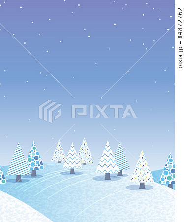 シームレスな冬の森の景色 背景イラストのイラスト素材
