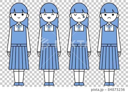 人物イラスト_女子高生表情セット 84873236