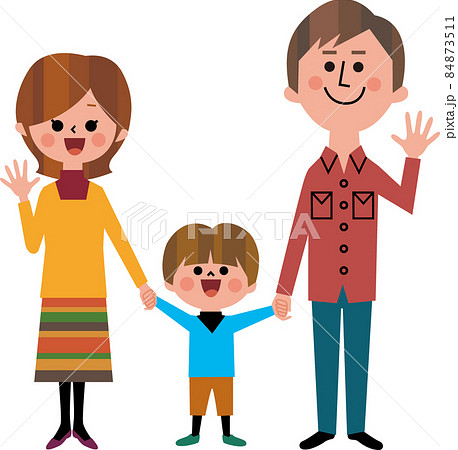 手をつなぐ家族 84873511