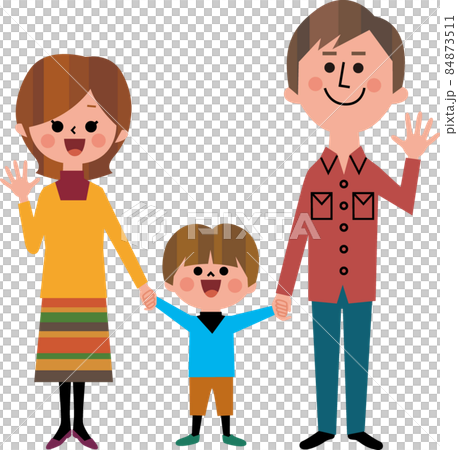 手をつなぐ家族 84873511