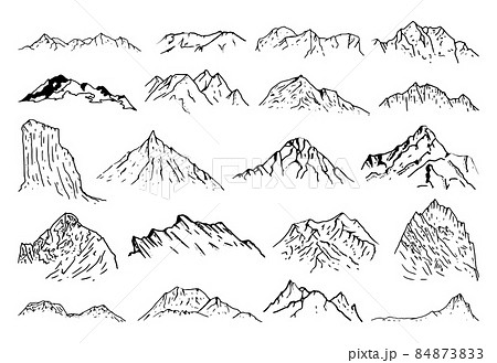 Mountains Illustrations in Art Ink Style 84873833