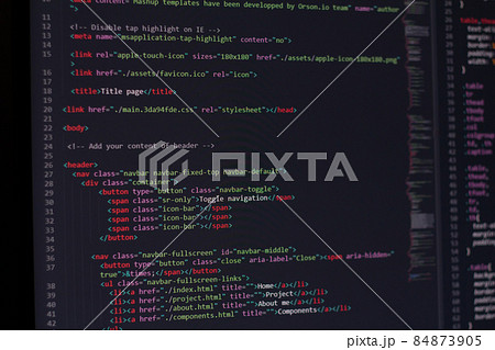 developer software source code on monitor screen. writing script of software developer. program coding. programmer editing code background. Technology background close up shot. developer software source code on monitor screen. writing script of software developer. program coding. programmer editing code background. Technology background close up shot. 84873905