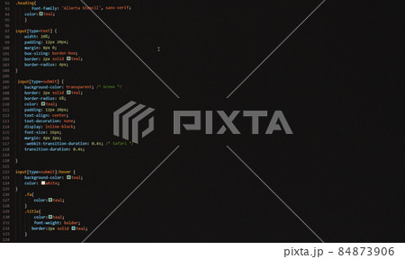 developer software source code on monitor screen. writing script of software developer. program coding. programmer editing code background. Technology background close up shot. 84873906