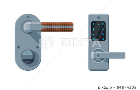 Metal Door Handle or Doorknob for Opening and Closing Portal Vector Set 84874308
