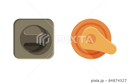 Metal Door Handle or Doorknob for Opening and Closing Portal Vector Set 84874327