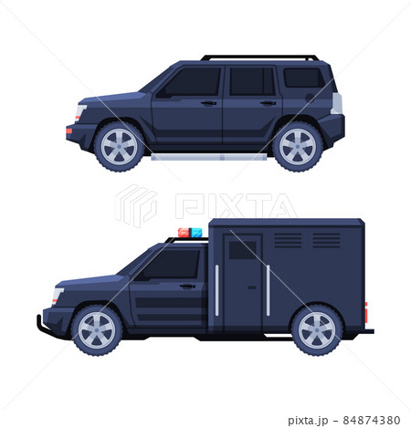Presidential Motorcade and Government Motor Vehicle Side View Vector Set Presidential Motorcade and Government Motor Vehicle Side View Vector Set 84874380