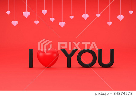 Text and pink heart for wording I Love you. valentine's concept 84874578