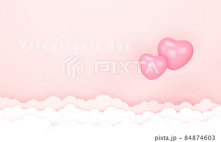 Pink hearts floating in the sky. Concept...のイラスト素材 [84874603] - PIXTA