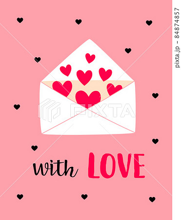 valentines card with envelope and hearts, vector illustration valentines card with envelope and hearts, vector illustration 84874857
