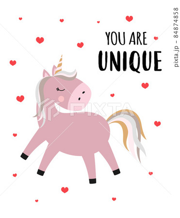 valentines card with cute unicorn, vector illustration valentines card with cute unicorn, vector illustration 84874858