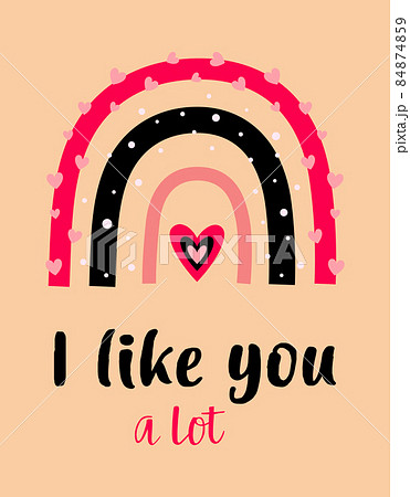 valentines card with cute rainbow, vector illustration valentines card with cute rainbow, vector illustration 84874859