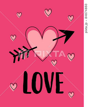 valentines card with cute heart, vector illustration 84874860