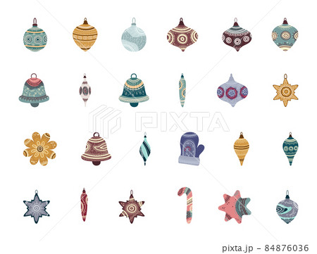 Set of Patterned Christmas Tree Toys 84876036