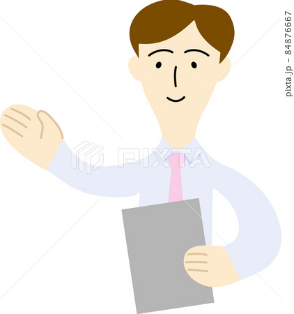 お客様を案内する男性会社員のイラストのイラスト素材 お客様を案内する男性会社員のイラストのイラスト素材