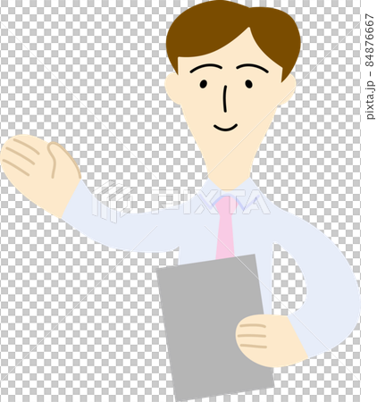 お客様を案内する男性会社員のイラストのイラスト素材