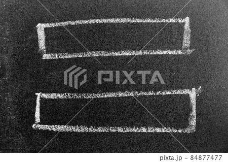 White color chalk hand drawing in square or rectangle shape on black board background 84877477