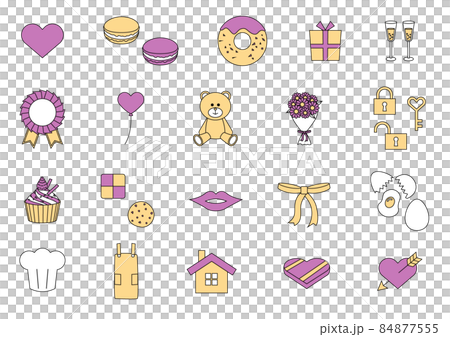 バレンタインのイラストセット バレンタインのイラストセット 84877555
