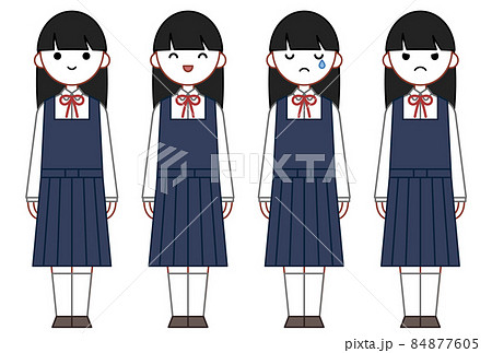 人物イラスト_女子高生表情セット 84877605