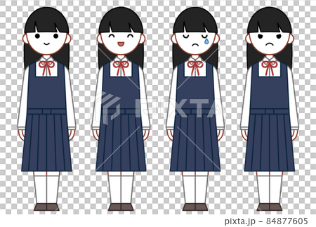 人物イラスト_女子高生表情セット 84877605