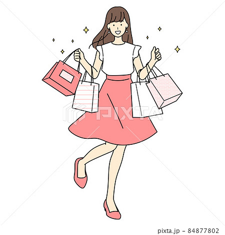 買い物をする女性 全身 イラスト 買い物をする女性 全身 イラスト 84877802