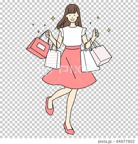 買い物をする女性 全身 イラスト 買い物をする女性 全身 イラスト 84877802
