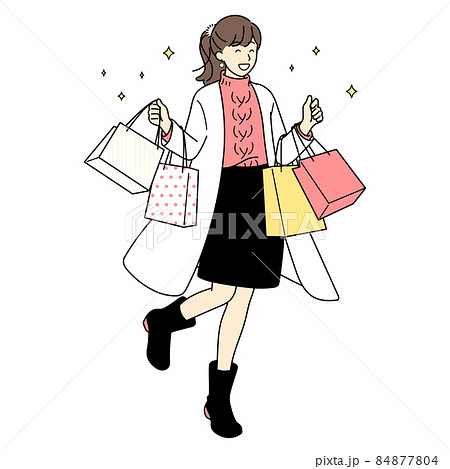 買い物をする女性 全身 イラスト 買い物をする女性 全身 イラスト 84877804