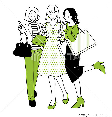 買い物をする女性達　全身　イラスト 84877808