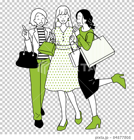 買い物をする女性達　全身　イラスト 84877808